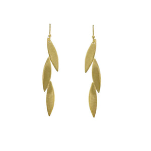 Three Solid Leaves Vermeil Earrings