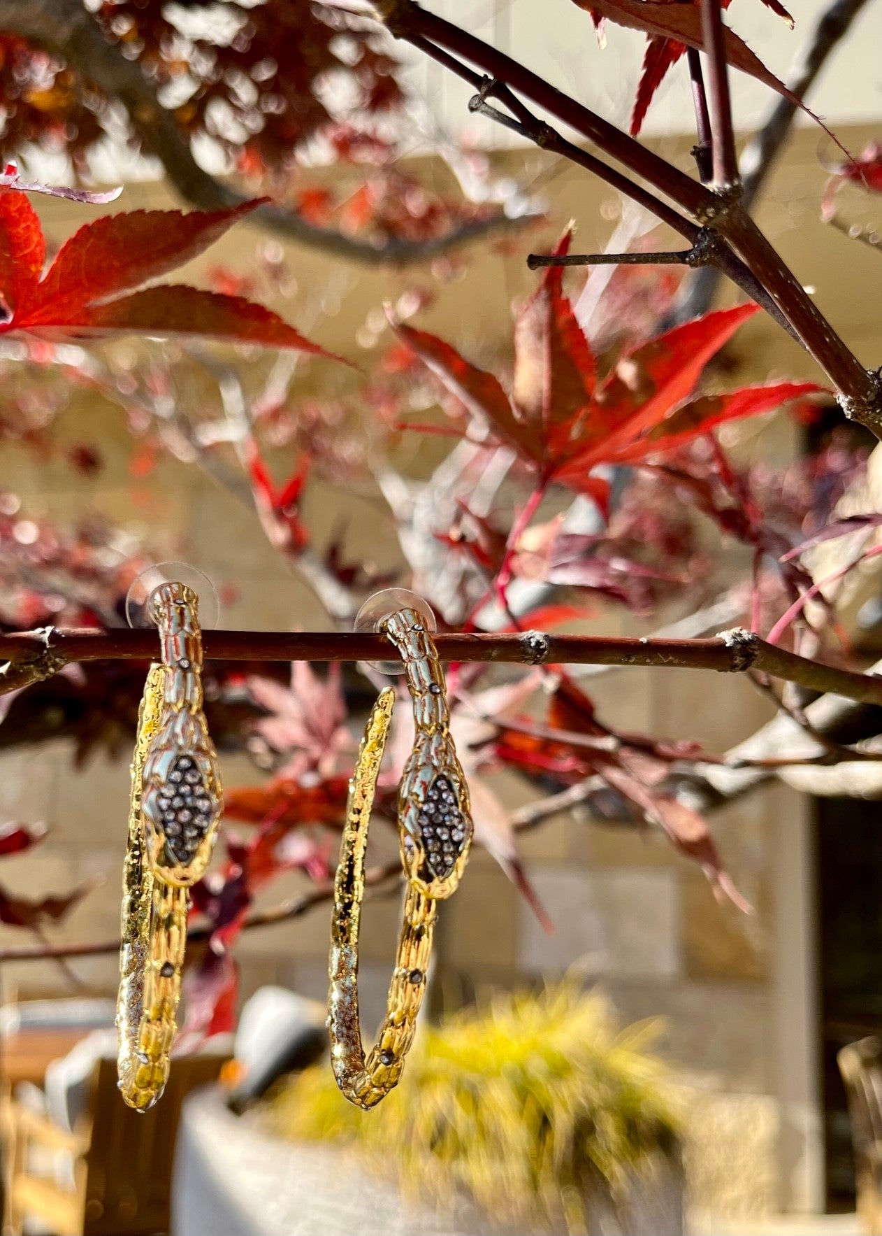 Serpent Crystal Hoops